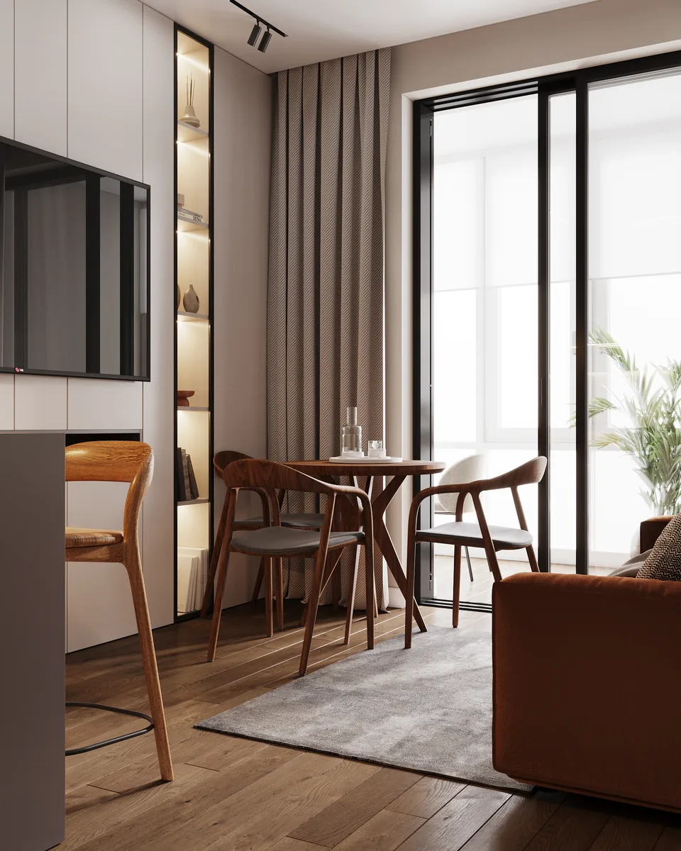 Apartment · 540 sq ft interior design — Rust & Walnut, photo 4 of 22